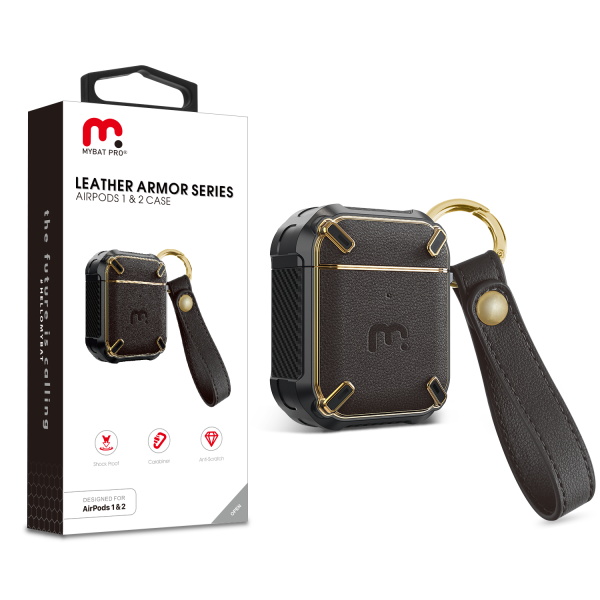 MyBat Pro Leather Armor Series Case for Apple AirPods Gen 1 and Gen 2 -  Black for Apple AirPods with Wireless Charging Case
