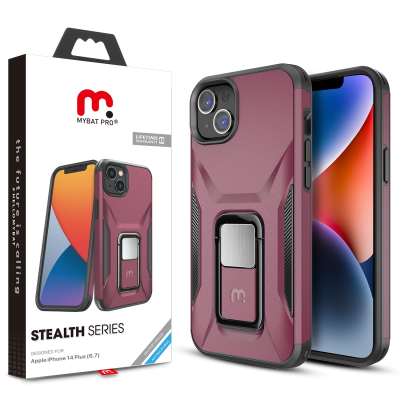 MyBat Pro Antimicrobial Stealth Series (with Stand) for Apple iPhone 14 Plus - Plum Black for Apple iPhone 14 Plus MyBat Pro Antimicrobial Stealth Series (with Stand) for Apple iPhone 14 Plus - Plum Black for Apple iPhone 14 Plus