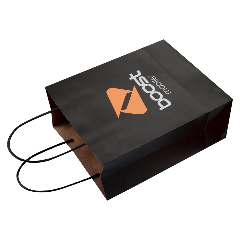 Boost Mobile Retail Paper Bag with Handle 25 pack (L=7.87*W=3.94*H=10.04 inch) - Black Boost Mobile Retail Paper Bag with Handle 25 pack (L=7.87*W=3.94*H=10.04 inch) - Black