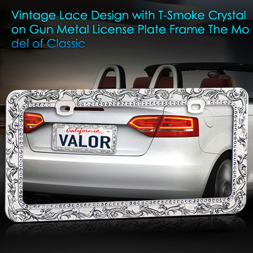 Valor LPF2HG010TSK Design License Plate Frame with Crystals