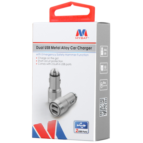 MyBat Silver Dual USB Metal Alloy Car Charger Adapter(with