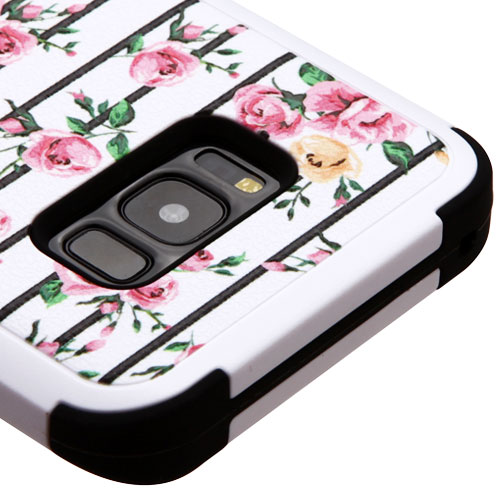 Pink Fresh Roses Black TUFF Hybrid Phone Case (with Stand)[Military ...