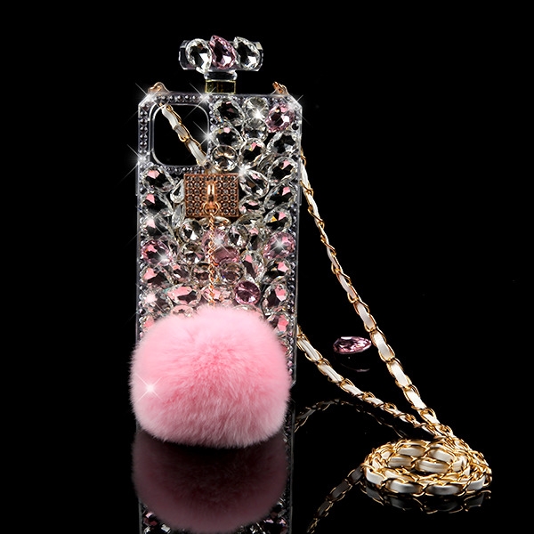 Airium Crystals Diamante Perfume Bottle Candy Skin Cover (with Pink Cute  Plush Bulb)(with Chain) for Apple iPhone 11 - Pink Silver for Apple iPhone  11