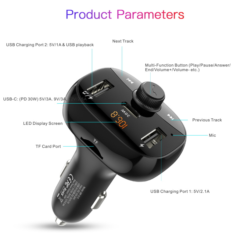 Transmitter FM - Bluetooth s USB 