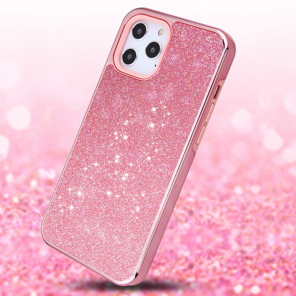 MyBat Encrusted Rhinestones Hybrid Case - Electroplated Pink Pink for Apple iPhone 12 Pro Max (6.7) pink case for iphone 12