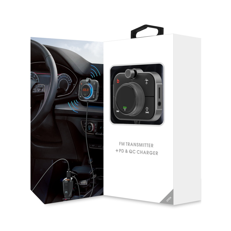 Bluetooth FM Transmitter with USB and USB-C Fast Charging Ports for Vehicle  Air Vent - AUX / Micro SD / Voice Assistants