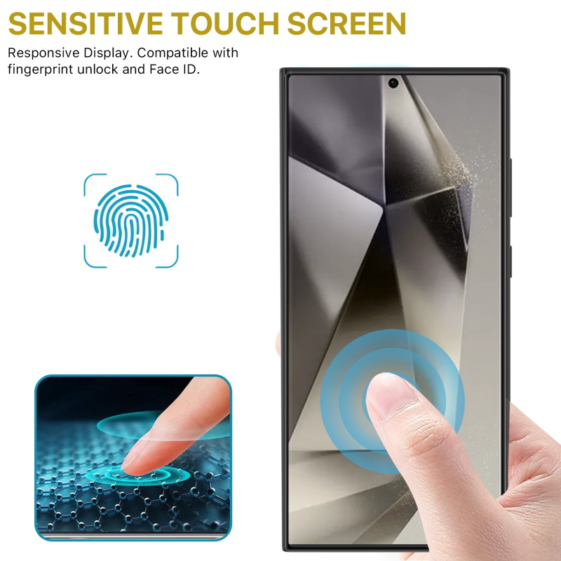 MyBat Pro Full Coverage Tempered Glass Screen Protector (Fingerprint  Unlock) for Samsung Galaxy S24 Ultra - Black for Samsung Galaxy S24 Ultra