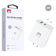 MyBat Pro Dual Port Wall Charger (USB-A + USB-C 20W Power Delivery) - White